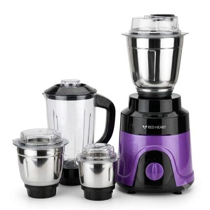 Red Heart 1600W Mixer Grinder Purple Front View Heavy Duty Electric Blender for Home and Commercial Use